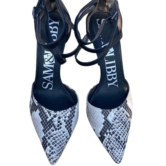 Sam & Libby Black & Taupe Snakeskin Heels- size 8.5 - Picture 2 of 7